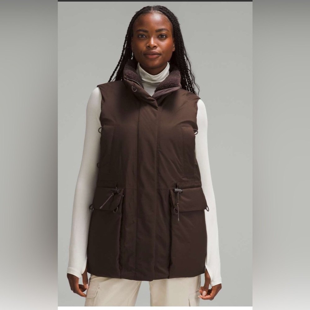 $298 Lululemon StretchSeal Waterproof Down-Filled Vest Espresso